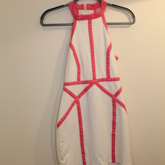 Sabo SkirtPink & White Geometric Halter Dress - Picture 2 of 4
